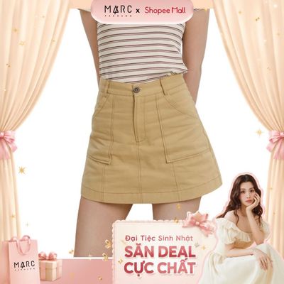 MARC FASHION Váy mini kaki phối chỉ màu tương phản_CBVN022619