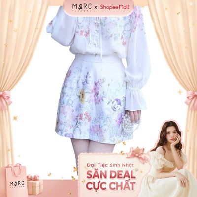 MARC FASHION Váy Mini Chữ A Phi Mờ In Hoa – Chất Liệu Phi 301D - CBVN032606