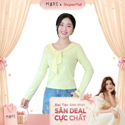 MARC FASHION Áo Thun Lá Cổ Liền Nơ - FAAT102519