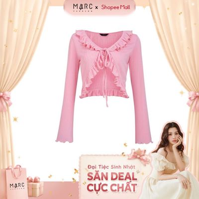 MARC FASHION Áo khoác thun tay dài phối bèo cột dây - TRST122924