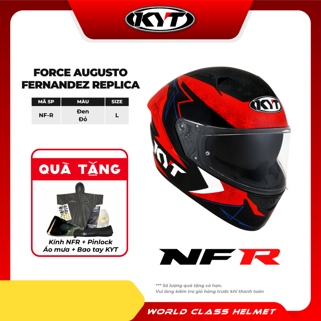 Mũ bảo hiểm Fullface KYT NFR Force Augusto Fernandez Replica – Chuẩn đua MotoGP, thiết kế Ý cao cấp