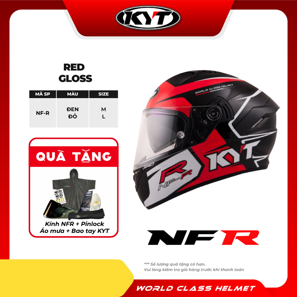 NÓN BẢO HIỂM FULLFACE KYT NFR TRACK RED GLOSS – PHONG CÁCH ĐƯỜNG ĐUA, AN TOÀN