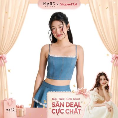 MARC FASHION Áo Croptop Phối Ren Viền Chỉ Nổi - TRSH051725