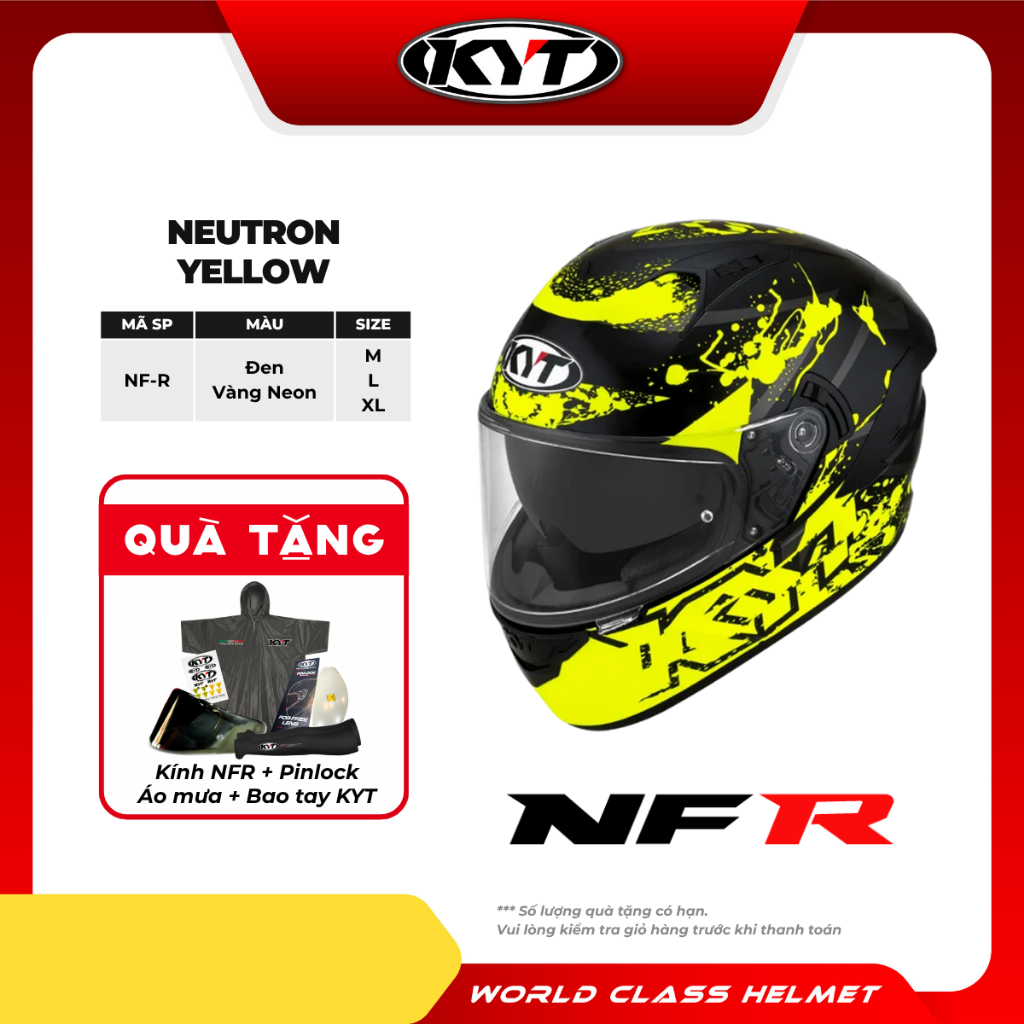 KYT -Mũ Bảo Hiểm Fullface - NFR NEUTRON YELLOW