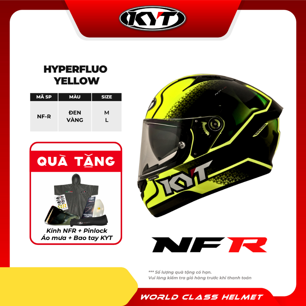 KYT - Mũ Bảo Hiểm Fullface - NFR HYPERFLUO YELLOW