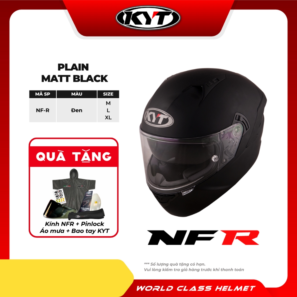KYT - Mũ Bảo Hiểm Fullface - NFR PLAIN MATT BLACK