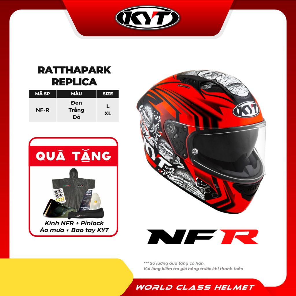 KYT - Mũ Bảo Hiểm Fullface - NFR RATTHAPARK REPLICA - Thoáng Khí, Đảm Bảo An Toàn Khi Di Chuyển