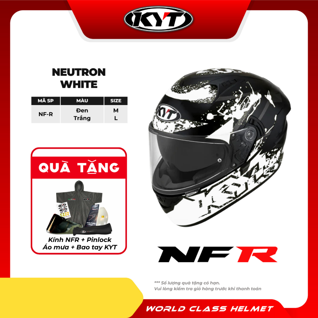 KYT - Mũ Bảo Hiểm Fullface - NFR NEUTRON WHITE - CHUẨN RACING, AN TOÀN KHUÔN MẶT