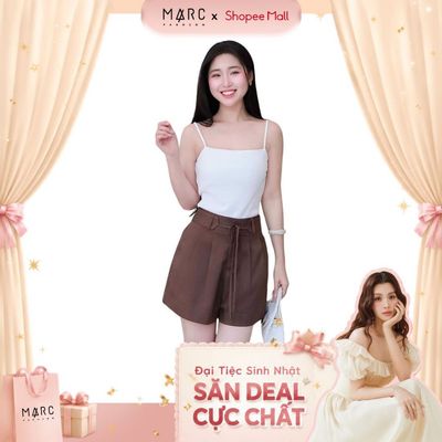 MARC FASHION Quần Short Xếp Ly Xòe Phối Dây Lưng Vải - CBQN022618