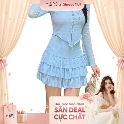 MARC FASHION Chân Váy Thun Ren Nhún Ba Tầng - CBQT061225