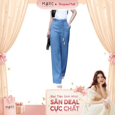 MARC FASHION Quần Tây Ống Suông Luồn Dây lưng Gắn Hạt Gỗ - CBSH062525