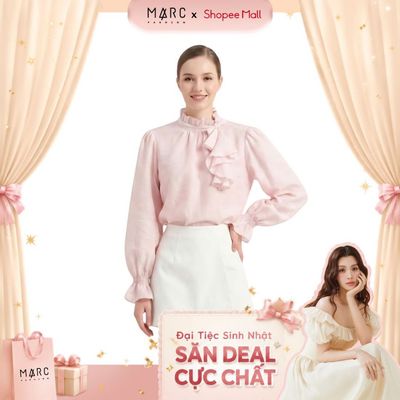 MARC FASHION Áo kiểu sơ mi tơ cổ phối bèo_CBAK032632