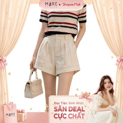 MARC FASHION_Quần ngắn cạp cao phối ren viền_CBQN062609