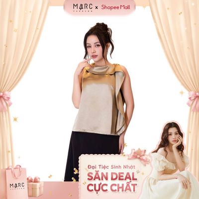 MARC FASHION Áo Kiểu Lụa Vạt Cổ Liền - CBAK122506