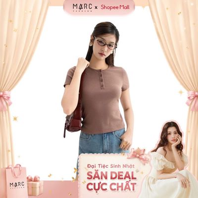 MARC FASHION Áo Thun Cổ Tròn Gài Nút - CBAT102531