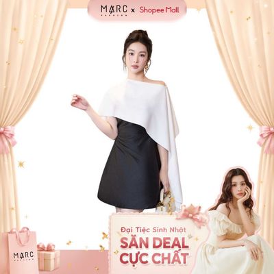MARC FASHION Đầm Kiểu Nữ Tafta Cúp Ngực Phối Khăn Lụa - CBDN122511