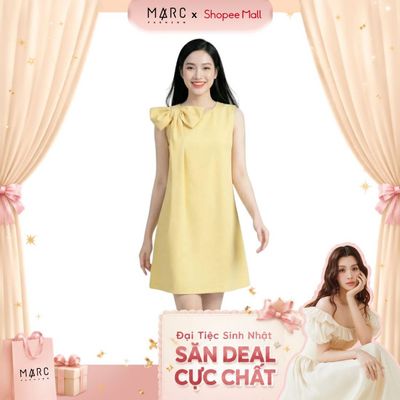 MARC FASHION Đầm mini phom suông phối nơ vai cách điệu_CBDN032630