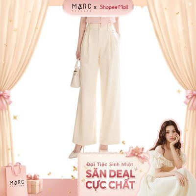 MARC FASHION_Quần tây dài ống rộng xếp li phối nắp túi giả_CBQD052615