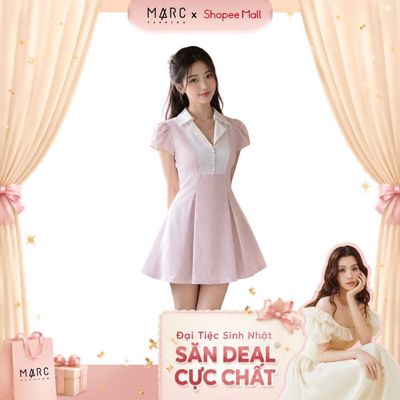 MARC FASHION_Đầm mini sọc xếp ly xoè_CBDN052620