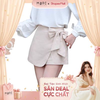 MARC FASHION  Chân váy skort mini đắp chéo phối nơ - CBVN022612
