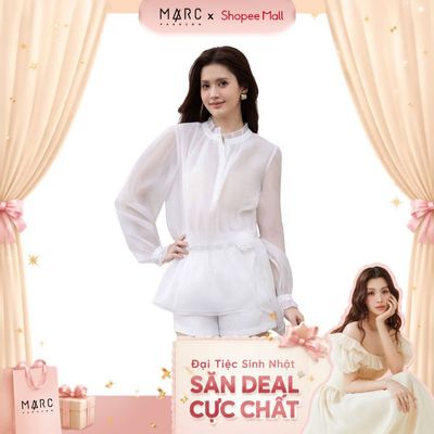 MARC FASHION Áo Kiểu Voan Tay Dài Kèm Hoa - CBAK102528