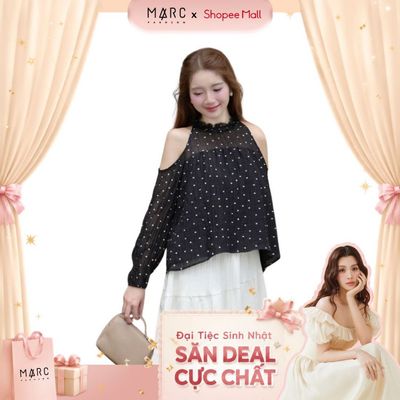 MARC FASHION_Áo kiểu tơ khoét vai tay dài_CBAK052612
