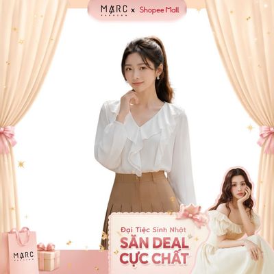 MARC FASHION_Áo tay dài cổ V phối bèo_CBAK062617