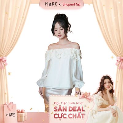 MARC FASHION_Áo kiểu tơ bẹt vai nhún bèo_CBAK042623