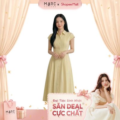MARC FASHION Đầm maxi gài nút xếp li xòe CBDD022622
