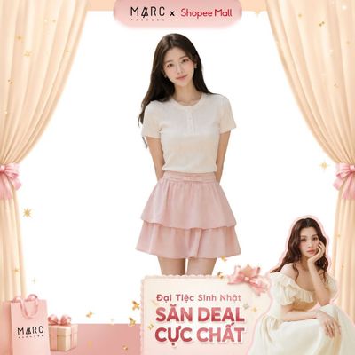 MARC FASHION_Chân váy mini hai tầng phối dây lưng nơ_CBVN072607