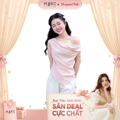 MARC FASHION Áo lệch vai cổ đổ phối ren CBAK022648