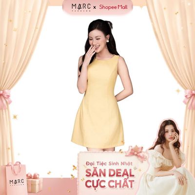 MARC FASHION Đầm Ngắn Linen Sát Nách Cổ Ngang - CBDN122514