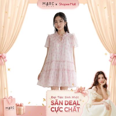 MARC FASHION_Đầm mini babydoll voan hoa nhún bèo_CBDN042619