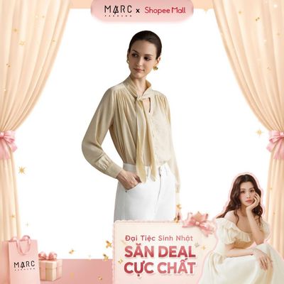 MARC FASHION Áo Sơ Mi Cổ Tim Thắt Nơ - FAAK102517