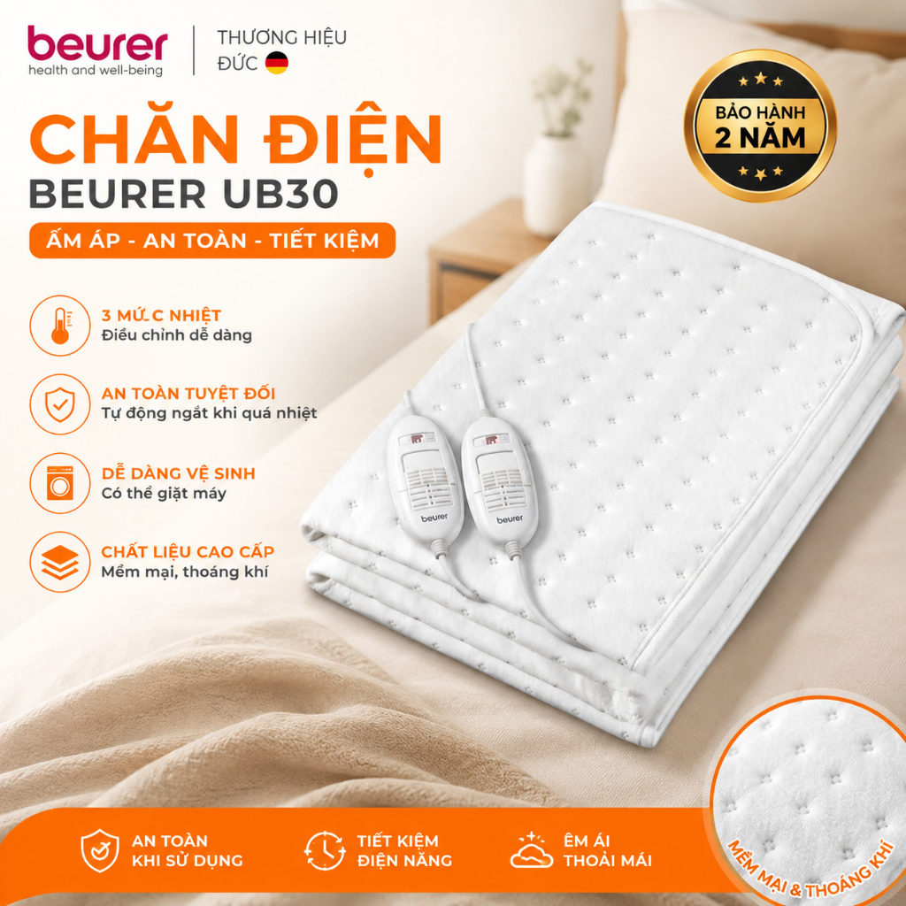 Đệm Sưởi Điện BEURER TS25, 180*150cm, Nệm Sưởi Điện, Hàng Chính Hãng, BH 24 Tháng, nhadep_99