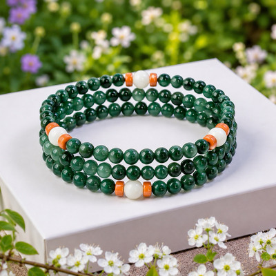 Vòng Tay Cẩm Thạch Lam Ngọc Type A Dây Quấn 3 Lõi Thun Co Giản Size 5ly - Ngọc Trai Trường Thịnh