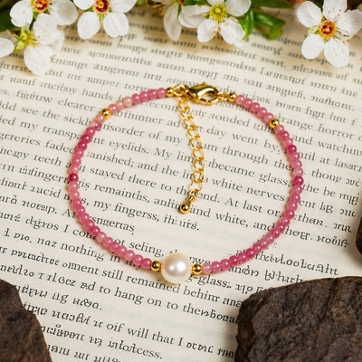 Vòng Tay Tourmaline Hồng 3ly Mix Ngọc Trai Lắc Tay Đá Phong Thủy - Ngọc Trai Trường Thịnh