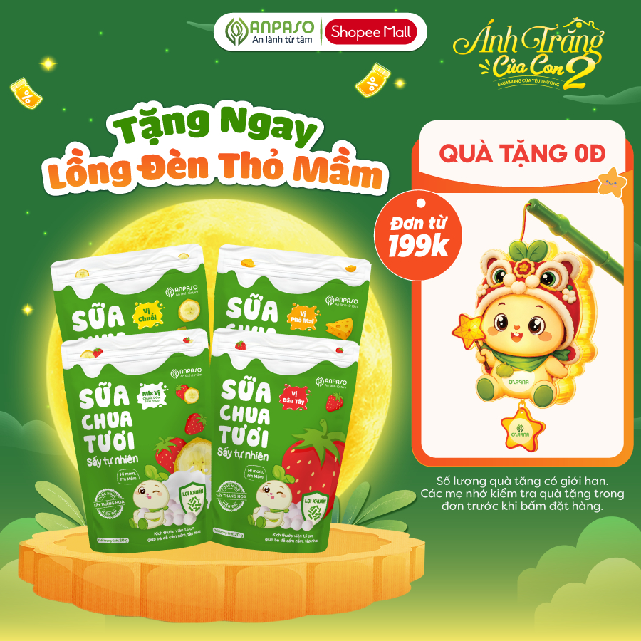 Sữa Chua Sấy Thăng Hoa Anpaso – Sữa Chua Khô Chứa Lợi Khuẩn Tự Nhiên Cho Bé Ăn Dặm gói 20g