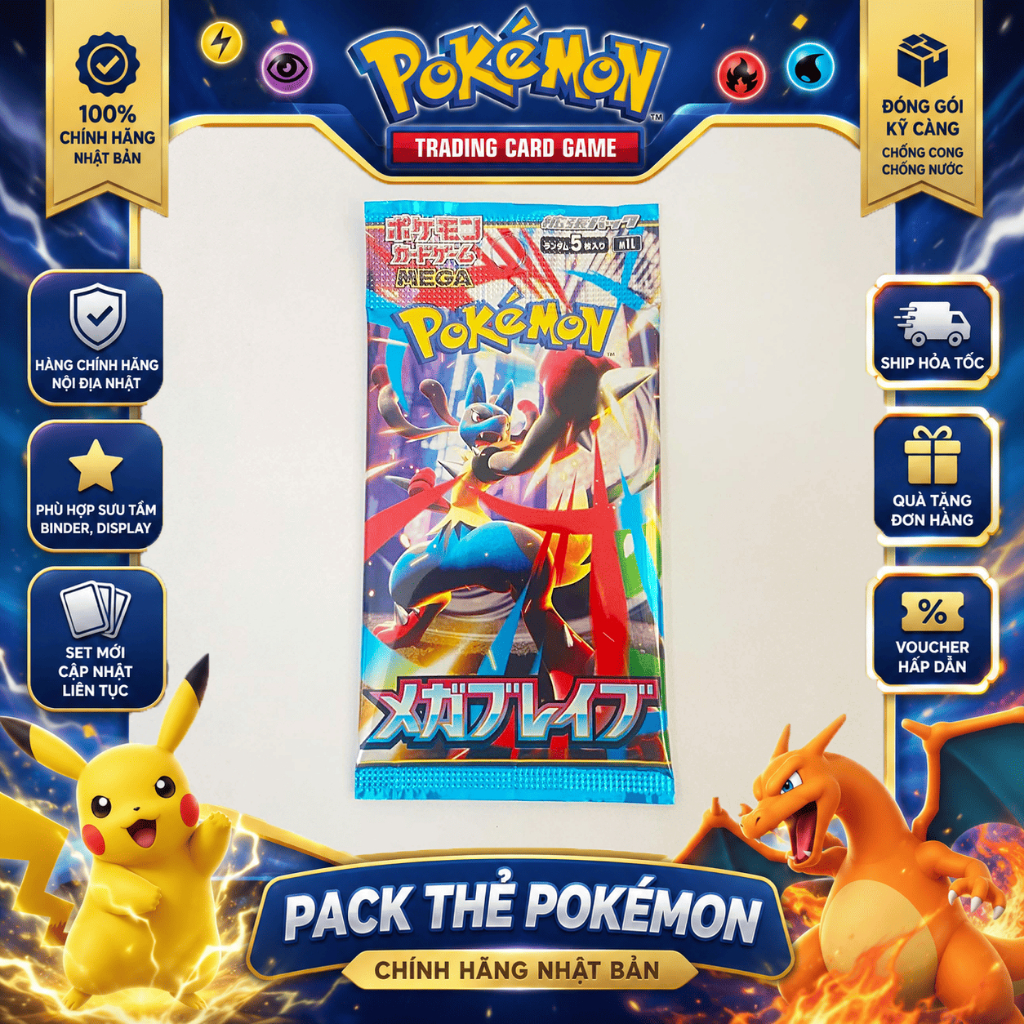 [CHÍNH HÃNG] Pack Pokémon TCG MEGA Brave M1L - Thẻ Bài Pokemon Nhật Bản