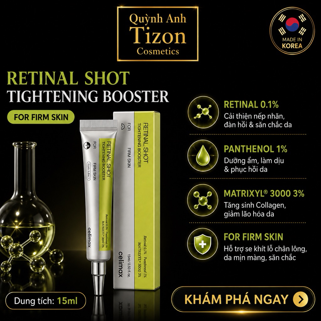 Kem dưỡng Celimax Vita A Retinal Shot Tightening Booster Trắng Da Kem Dưỡng Retinal Celimax Nâng Cơ 