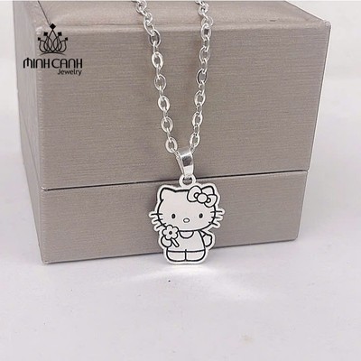 Dây Chuyền Bạc Ta Mặt Hello Kitty Loại Trơn Không Đính Đá - Minh Canh Jewelry