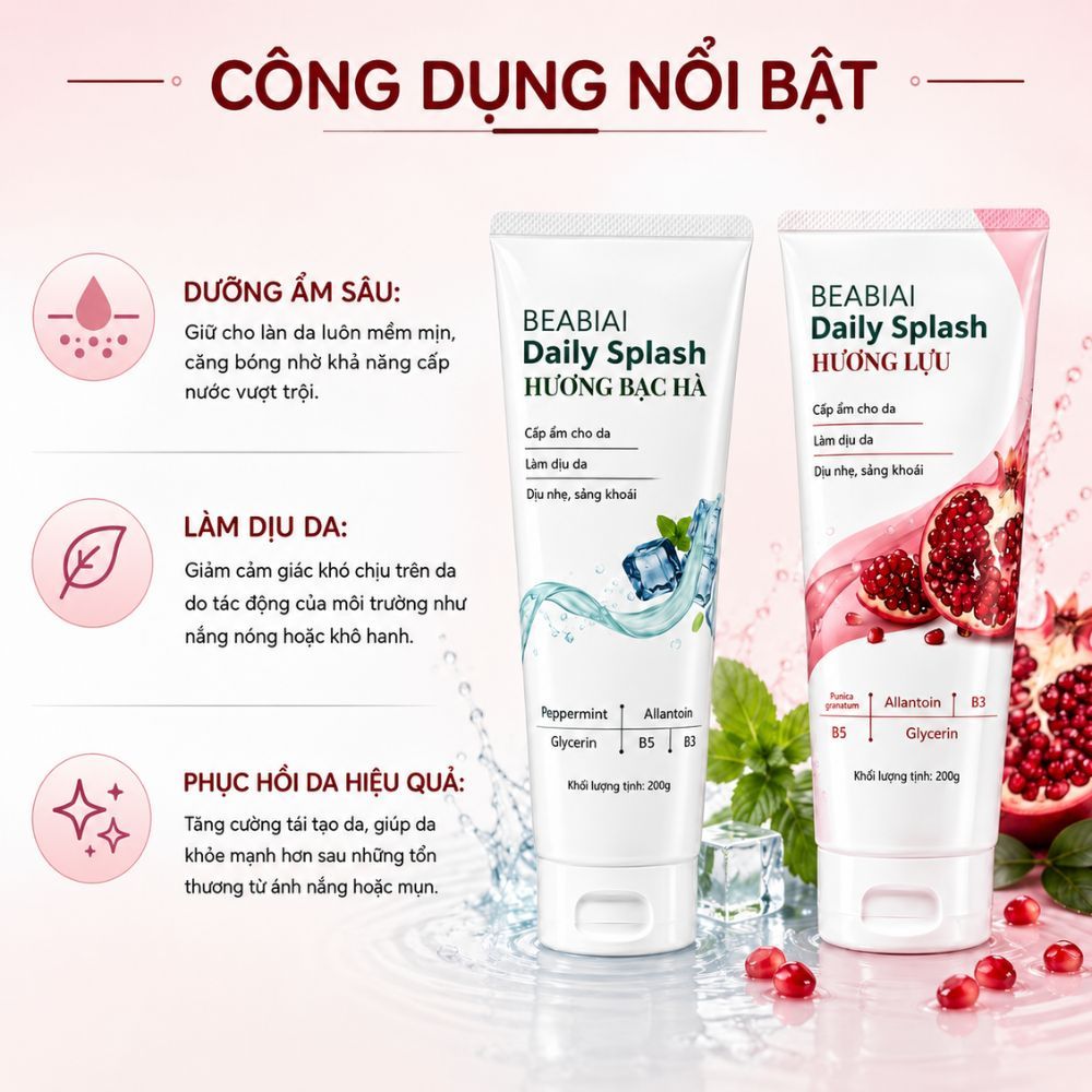Ảnh 9 của Gel dưỡng nha đam BEABIAI DAILY SPLASH Cấp Ẩm, Làm Dịu, Làm Mát, Phục Hồi Da Hiệu Quả 200g