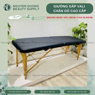 [HCM] Giường Xếp Vali Phun Xăm Chân Gỗ - Spa, Nối Mi, Phun Xăm, Tatoo, Massage