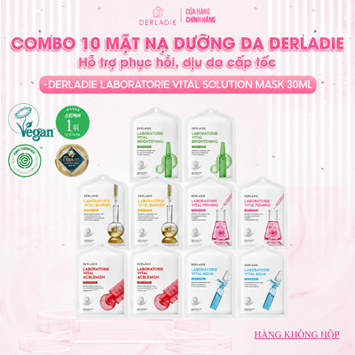Combo Mix 10 Mặt Nạ Hỗ Trợ Làm Dịu DERLADIE LABORATORIE VITAL SOLUTION MASK 30ml x10 (HOT)