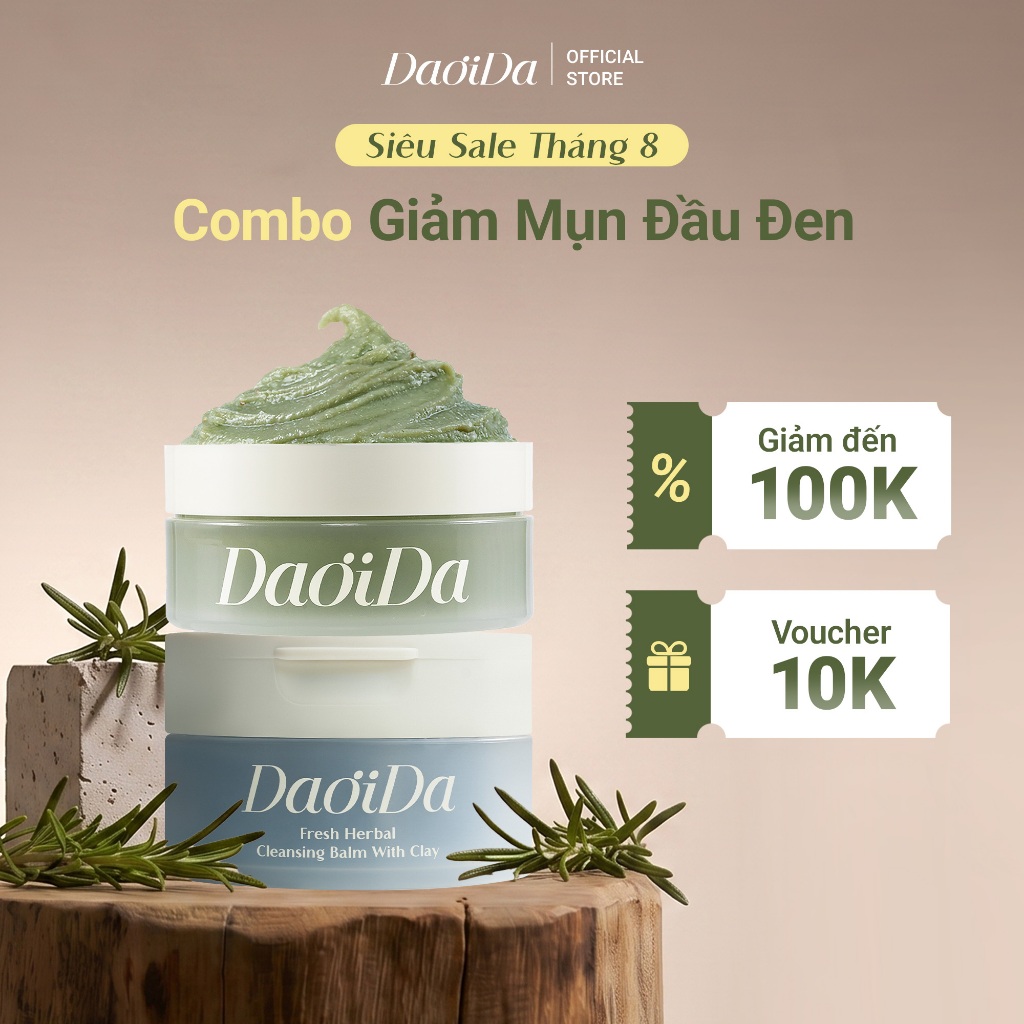 Combo Làm Sạch Hỗ Trợ Giảm Mụn Đầu Đen & Lỗ Chân Lông Daoida - Kem Tẩy Trang 110g & Bánh Rửa Mặt 120g