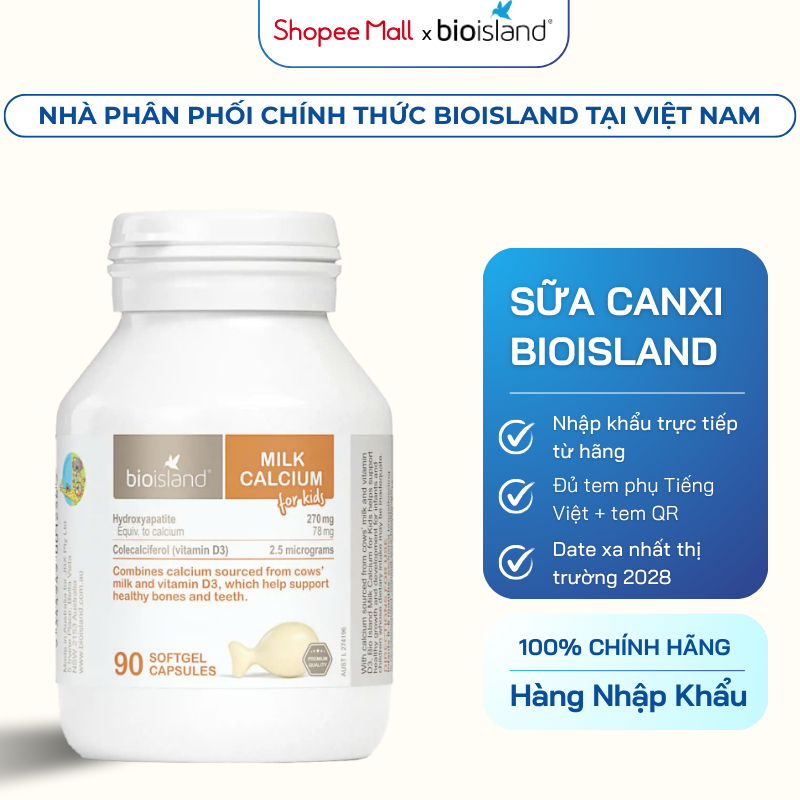 Viên Sữa Canxi Hữu Cơ Bioisland For Kids Giúp Bé Cao Lớn Toàn Diện Phát Triển Hệ Xương Và Răng
