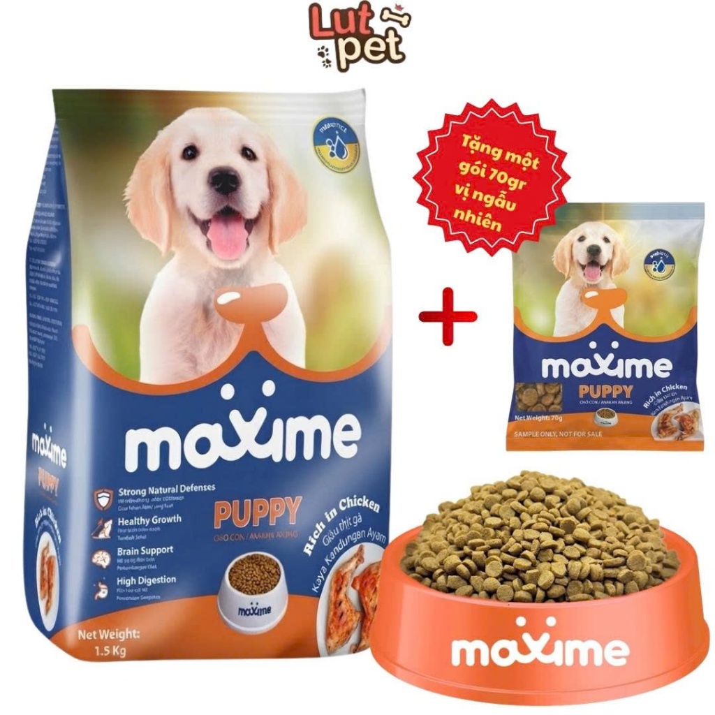 Hạt maxime cho chó con, thức ăn hạt maxime cho chó nhỏ vị thịt gà (1,5KG) - lupet