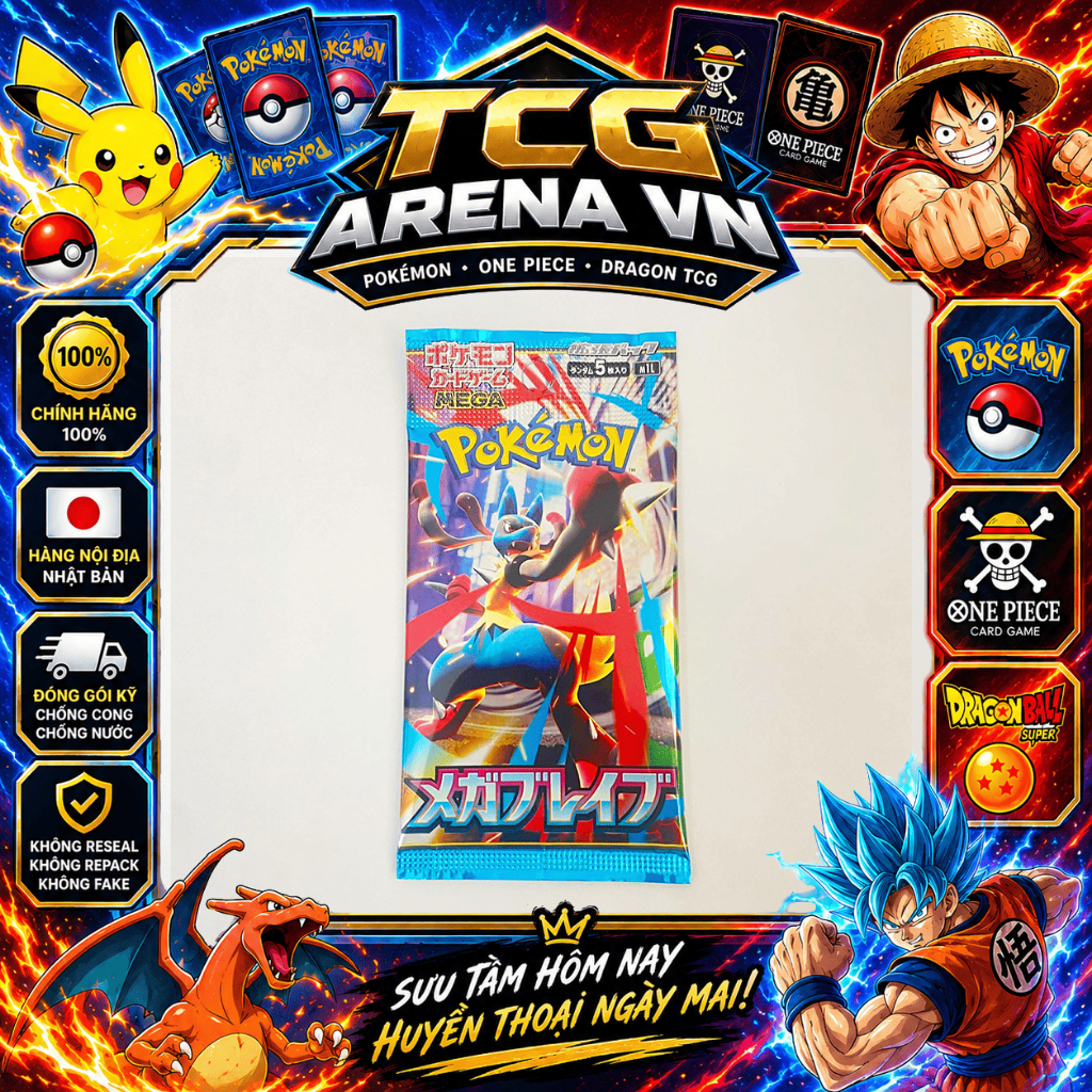 [CHÍNH HÃNG] Pack Pokémon TCG MEGA Brave M1L - Thẻ Bài Pokemon Nhật Bản 5 Lá