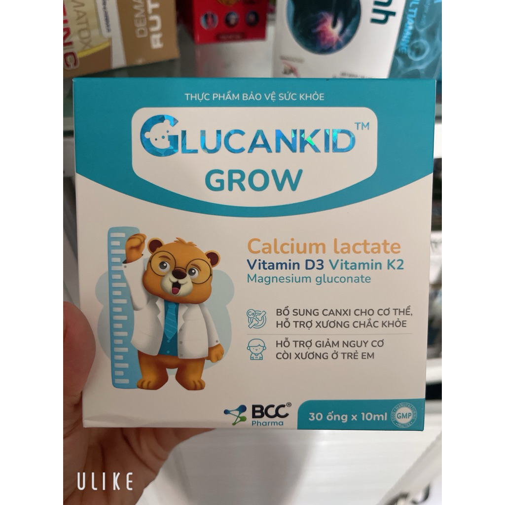 canxi hữu cơ glucankid grow ( hộp 30 ống )