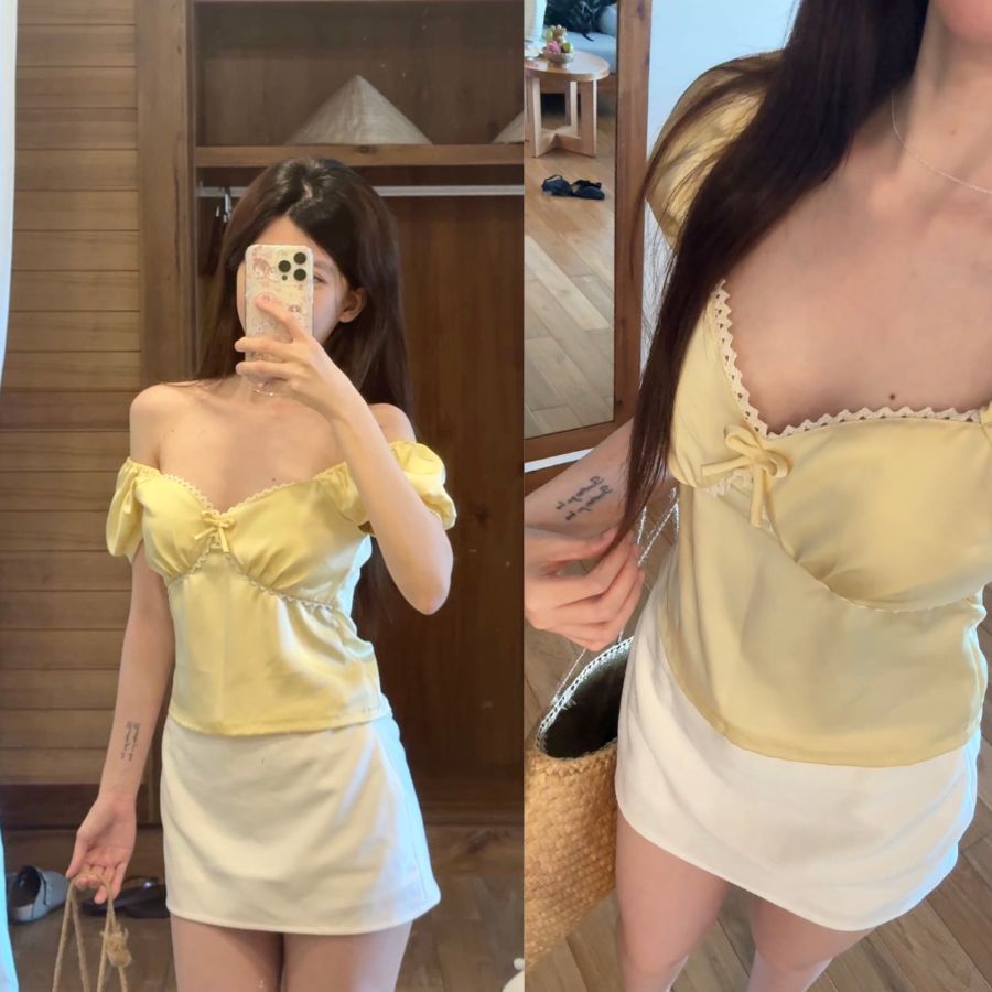 [SẴN- HOẢ TỐC HCM- ẢNH THẬT] Milan Top - Áo lụa babi cúp ngực bánh bèo siêu xinh chất lụa TÔ CHÂU - 